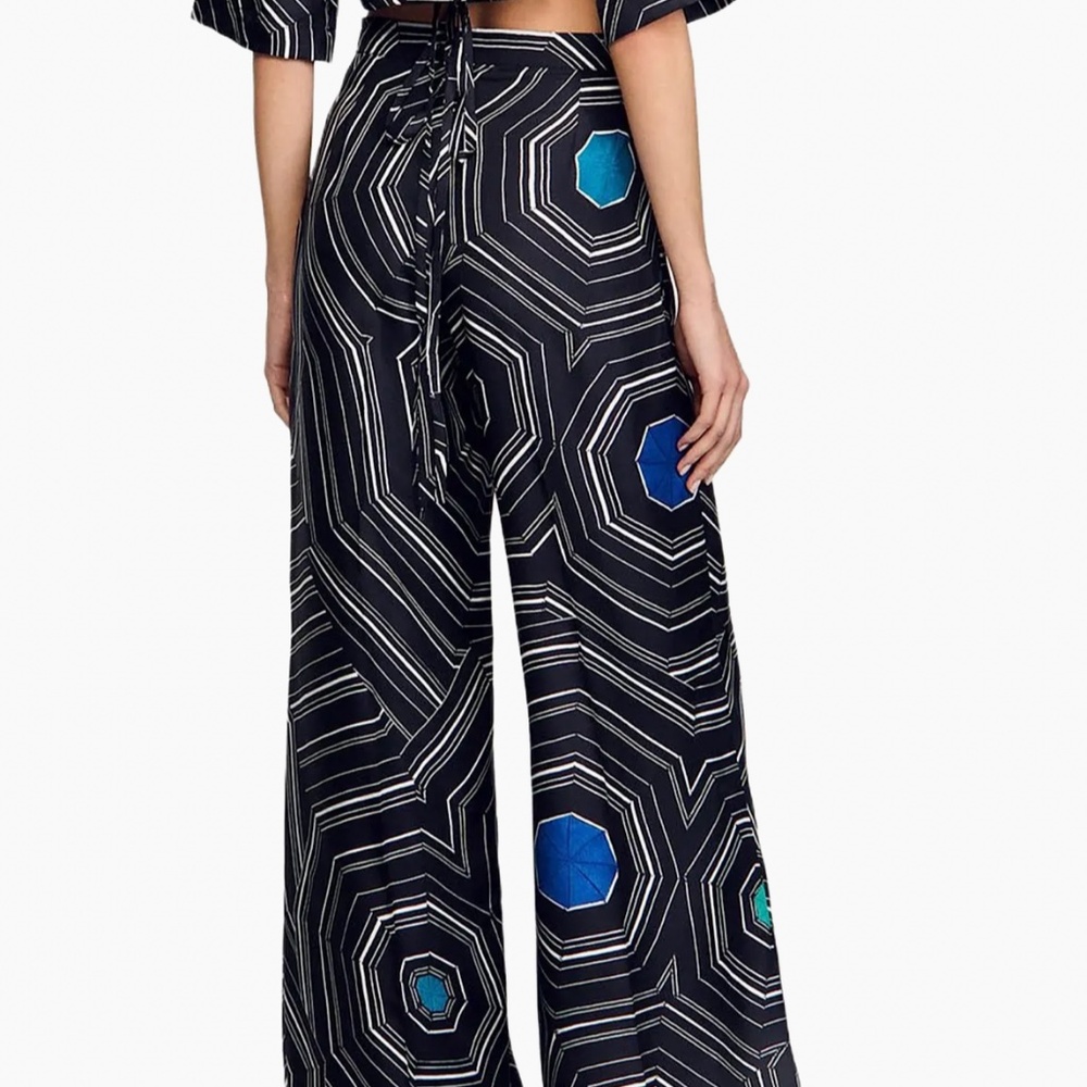 Sandro spiral motif silk pants nwt